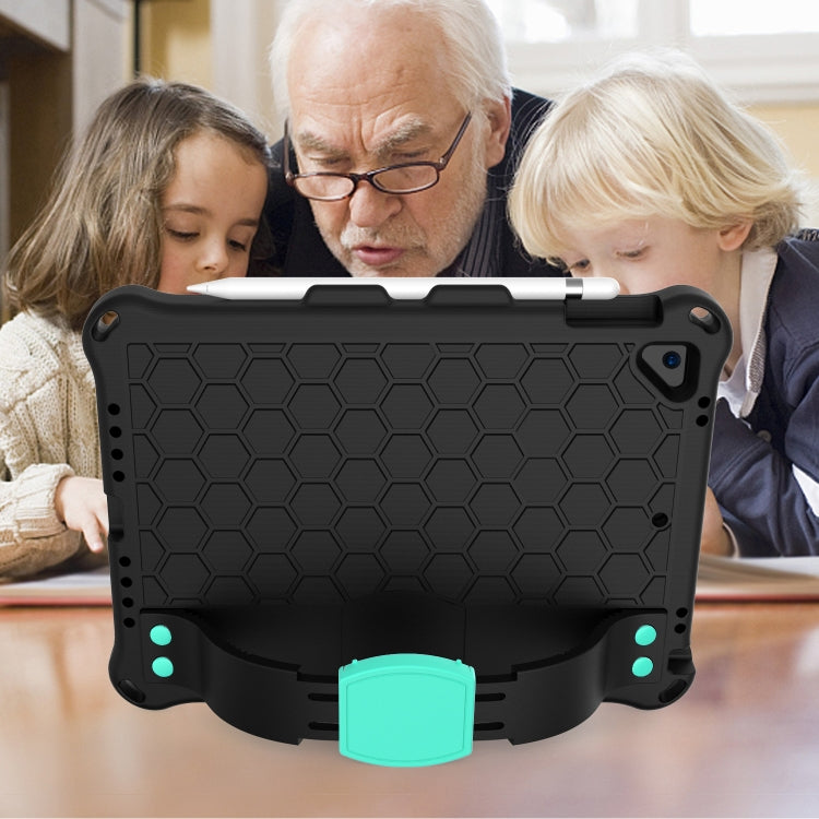For iPad 9.7 2017/2018 Honeycomb Design EVA + PC Four Corner Anti Falling Flat Protective Shell With Straps