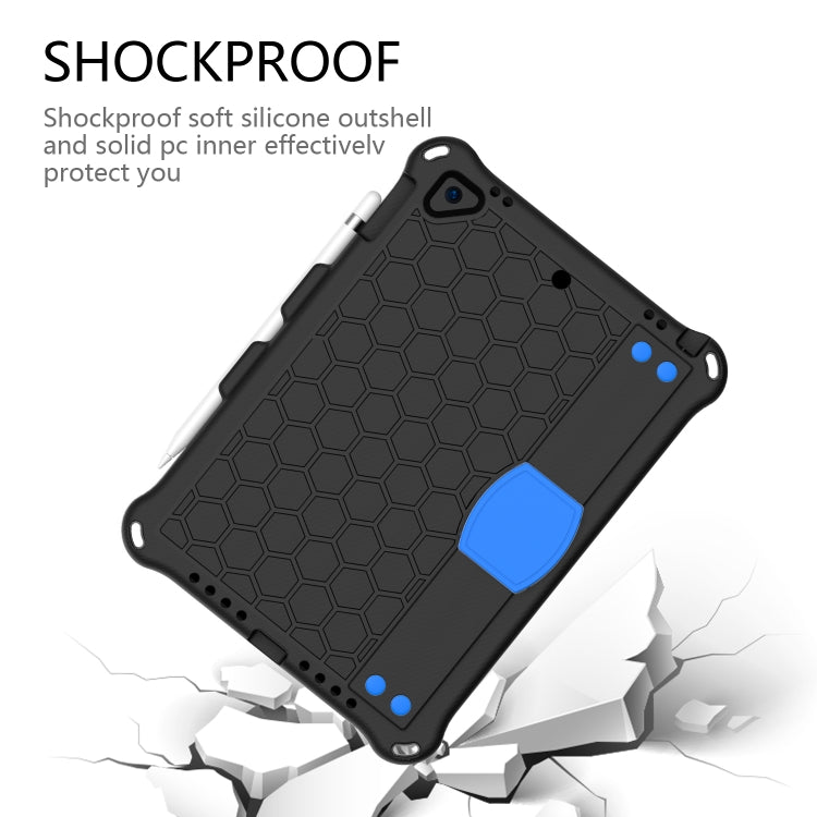 For iPad 9.7 2017/2018 Honeycomb Design EVA + PC Four Corner Anti Falling Flat Protective Shell With Straps