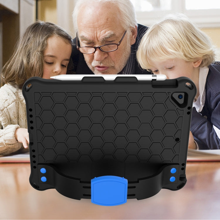 For iPad 9.7 2017/2018 Honeycomb Design EVA + PC Four Corner Anti Falling Flat Protective Shell With Straps