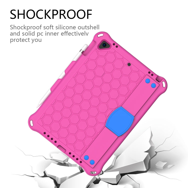 For iPad 9.7 2017/2018 Honeycomb Design EVA + PC Four Corner Anti Falling Flat Protective Shell With Straps