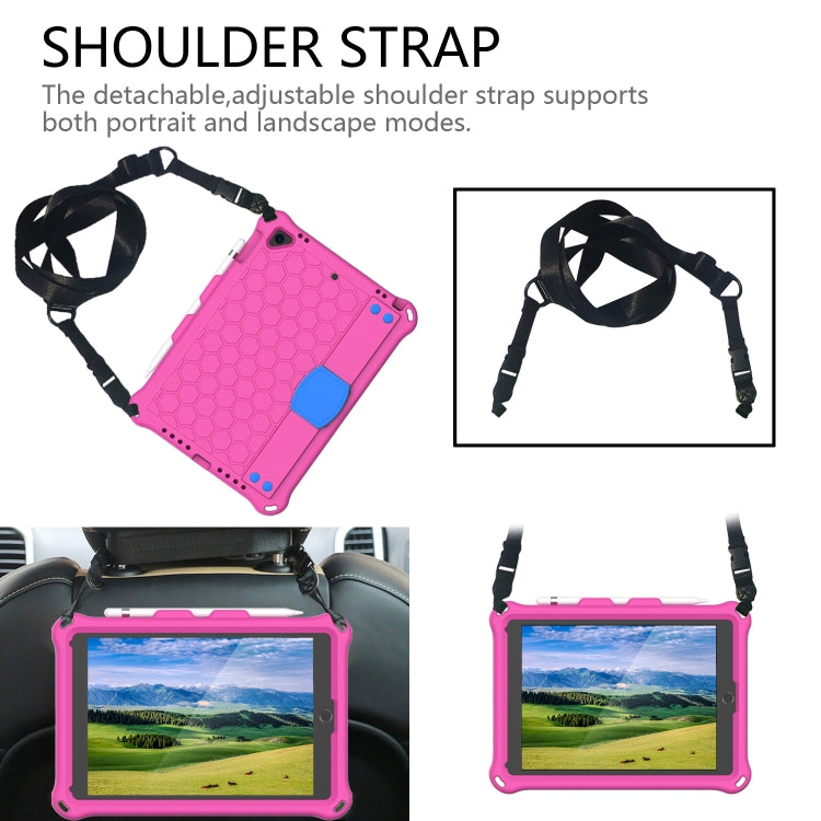 For iPad 9.7 2017/2018 Honeycomb Design EVA + PC Four Corner Anti Falling Flat Protective Shell With Straps