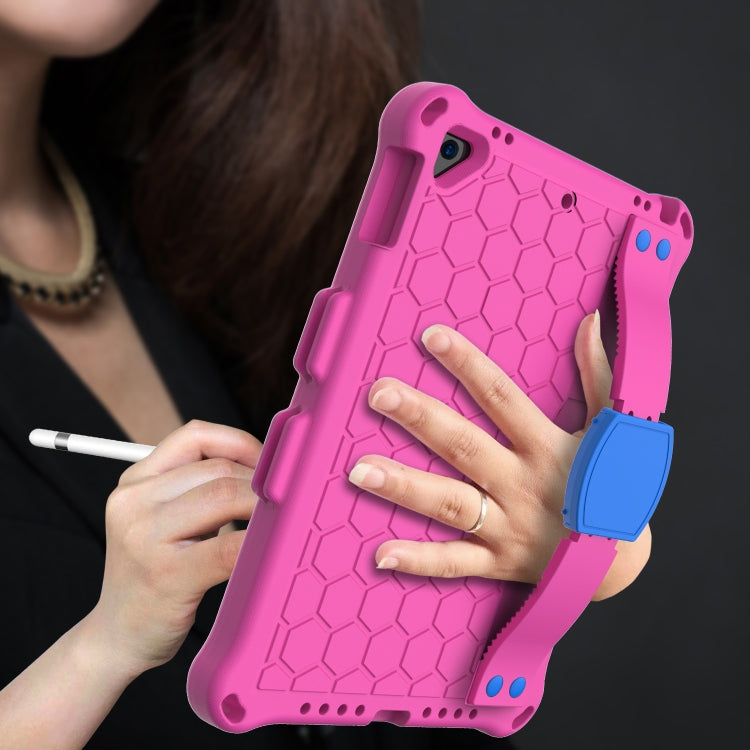 For iPad 9.7 2017/2018 Honeycomb Design EVA + PC Four Corner Anti Falling Flat Protective Shell With Straps