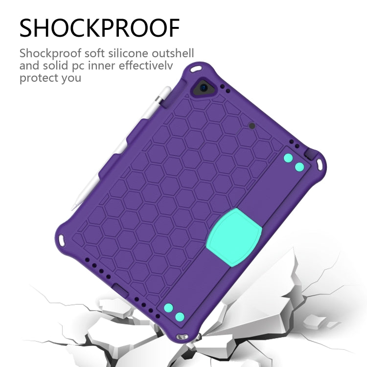 For iPad 9.7 2017/2018 Honeycomb Design EVA + PC Four Corner Anti Falling Flat Protective Shell With Straps