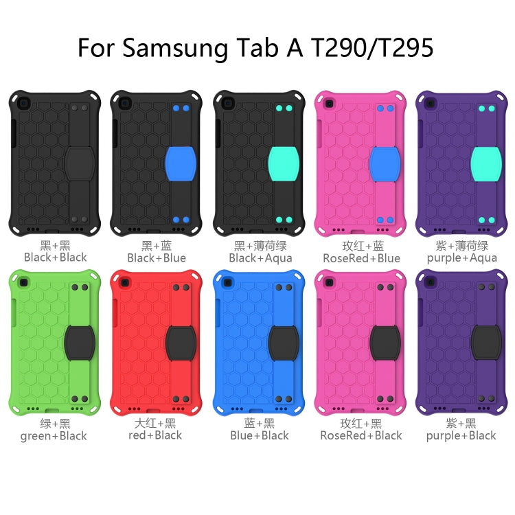 For  Galaxy Tab A8.0 T290 / T295ï¼ˆ2019ï¼‰ Honeycomb Design EVA + PC Four Corner Anti Falling Flat Protective Shell With Straps