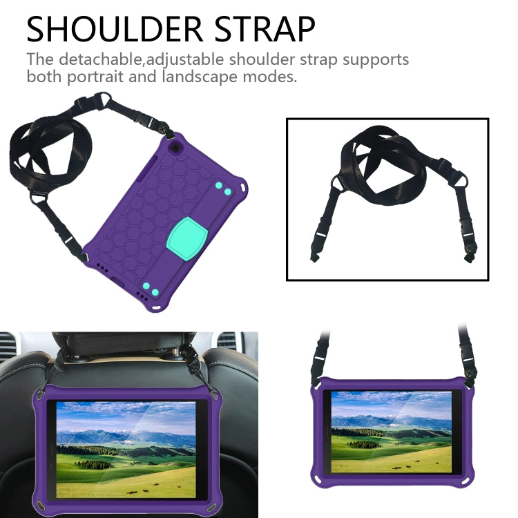 For  Galaxy Tab A8.0 T290 / T295ï¼ˆ2019ï¼‰ Honeycomb Design EVA + PC Four Corner Anti Falling Flat Protective Shell With Straps