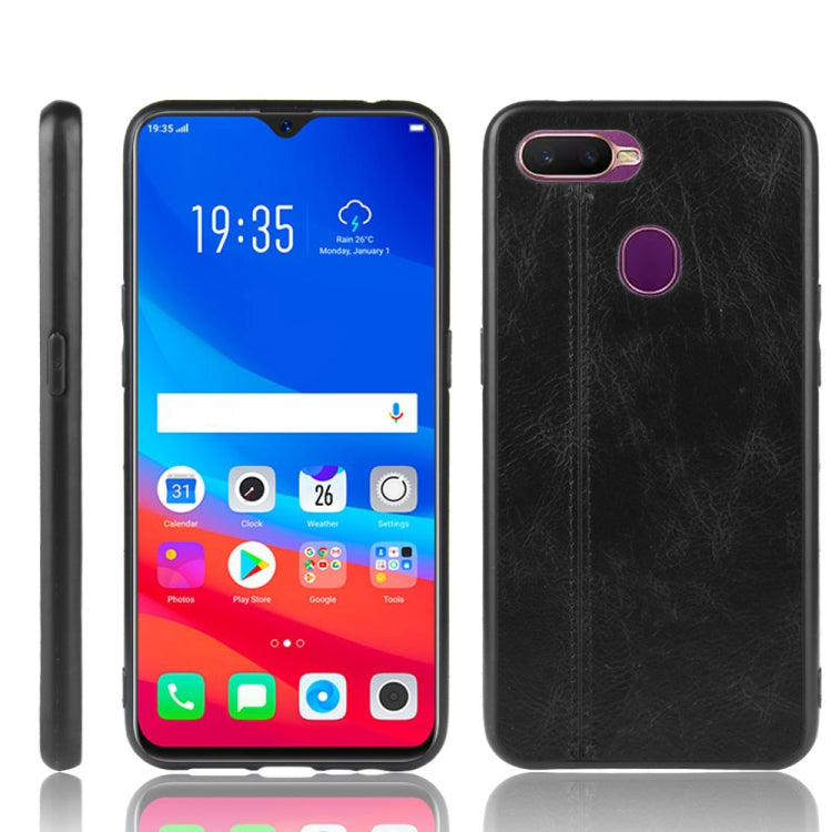 For Oppo F9 /F9 Pro Shockproof Sewing Cow Pattern Skin PC + PU + TPU Case