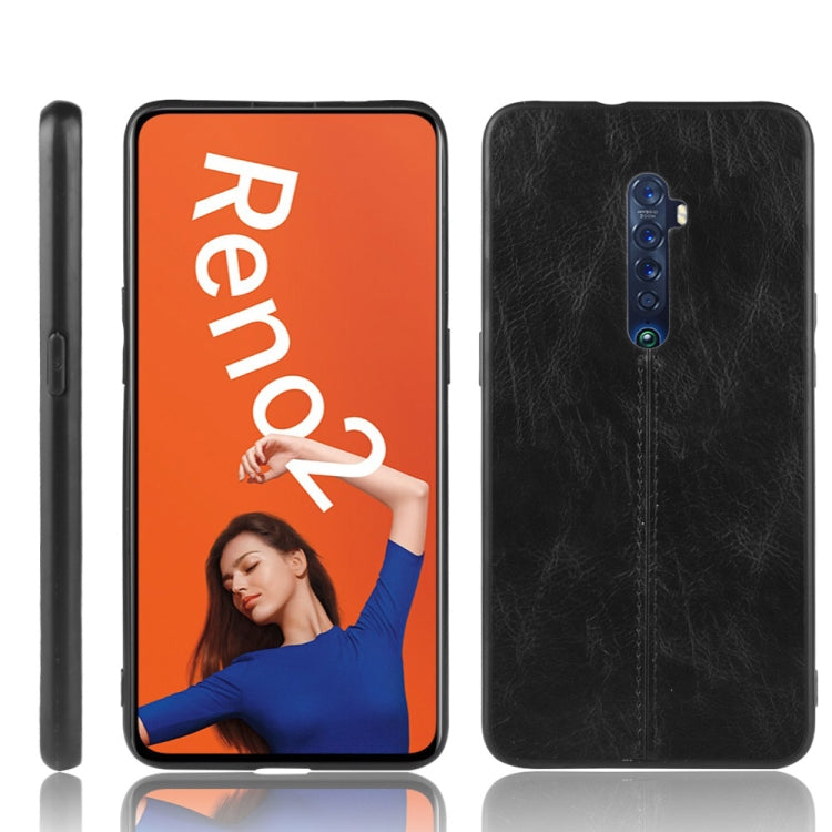 For Oppo Reno2 Shockproof Sewing Cow Pattern Skin PC + PU + TPU Case