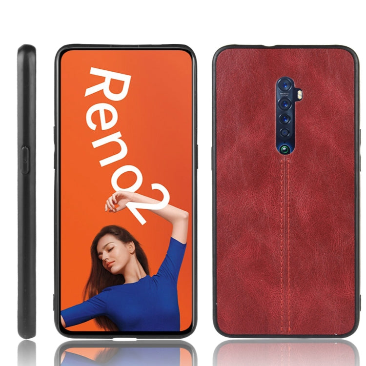 For Oppo Reno2 Shockproof Sewing Cow Pattern Skin PC + PU + TPU Case