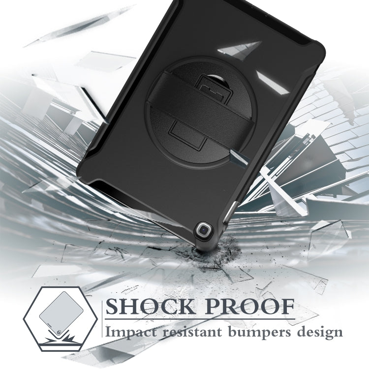 For iPad 10.2 2019 360 Degree Rotation PC + Silicone Protective Case with Holder & Hand-strap