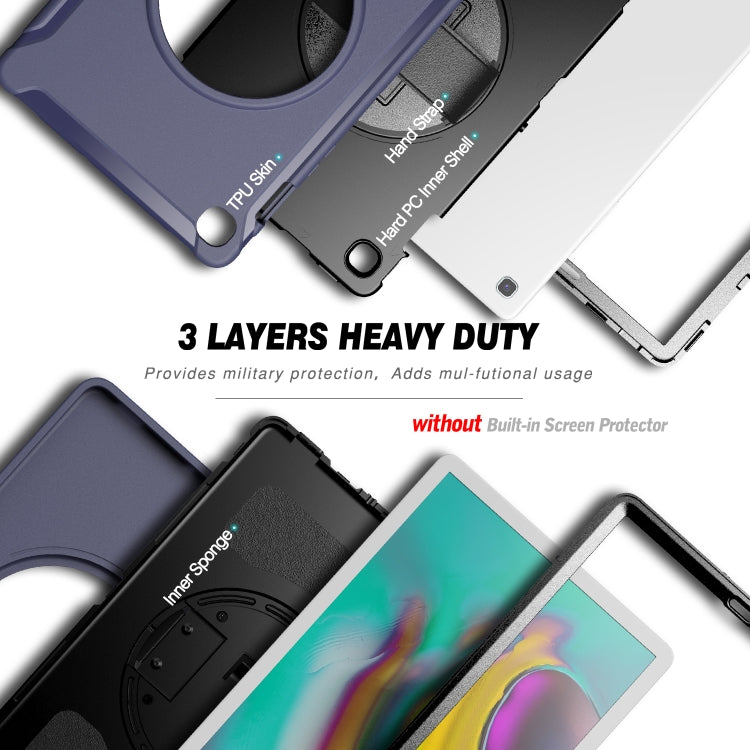 For iPad 10.2 2019 360 Degree Rotation PC + Silicone Protective Case with Holder & Hand-strap