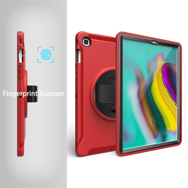 For iPad 10.2 2019 360 Degree Rotation PC + Silicone Protective Case with Holder & Hand-strap