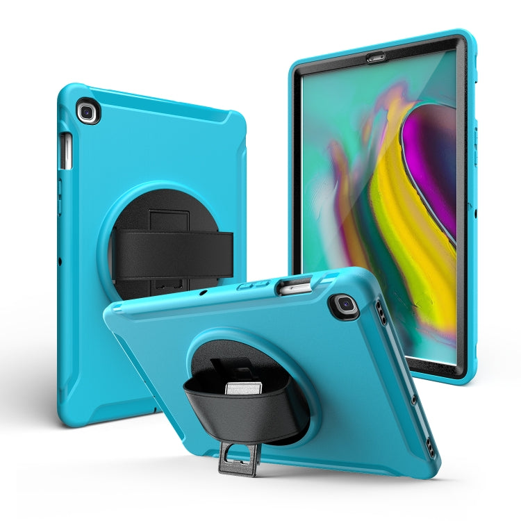 For iPad 10.2 2019 360 Degree Rotation PC + Silicone Protective Case with Holder & Hand-strap