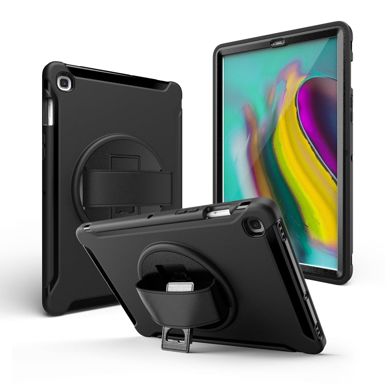 For iPad 10.2 2019 360 Degree Rotation PC + Silicone Protective Case with Holder & Hand-strap