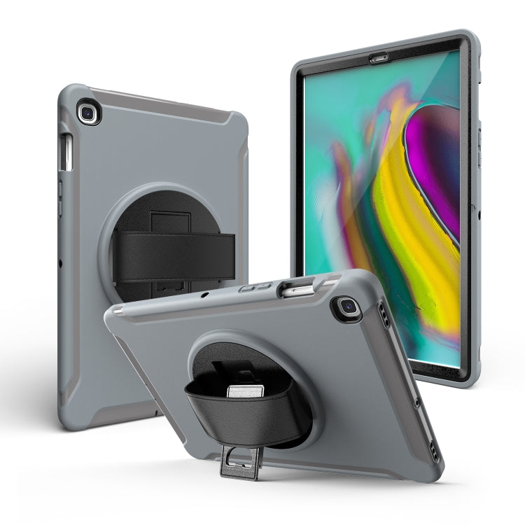 For iPad 10.2 2019 360 Degree Rotation PC + Silicone Protective Case with Holder & Hand-strap