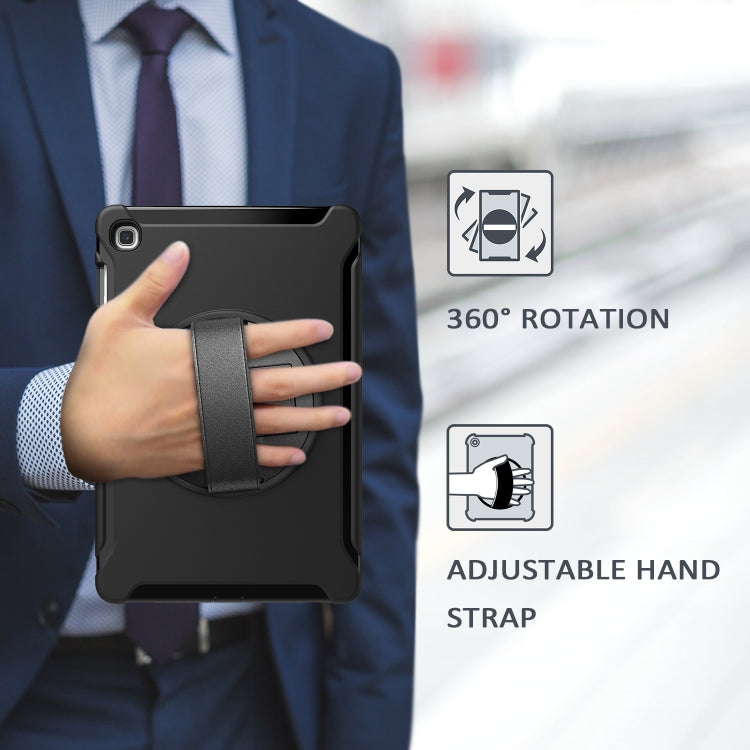For iPad 10.2 2019 360 Degree Rotation PC + Silicone Protective Case with Holder & Hand-strap