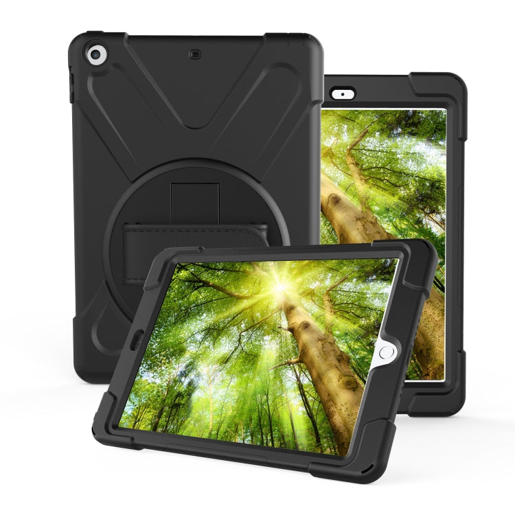 For iPad 10.2 2021 / 2020 / 2019 360 Degree Rotation PC + Silicone Protective Case with Holder & Hand-strap