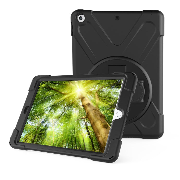 For iPad 10.2 2021 / 2020 / 2019 360 Degree Rotation PC + Silicone Protective Case with Holder & Hand-strap