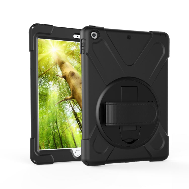 For iPad 10.2 2021 / 2020 / 2019 360 Degree Rotation PC + Silicone Protective Case with Holder & Hand-strap