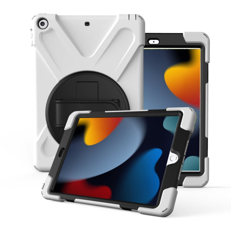 For iPad 10.2 2021 / 2020 / 2019 360 Degree Rotation PC + Silicone Protective Case with Holder & Hand-strap