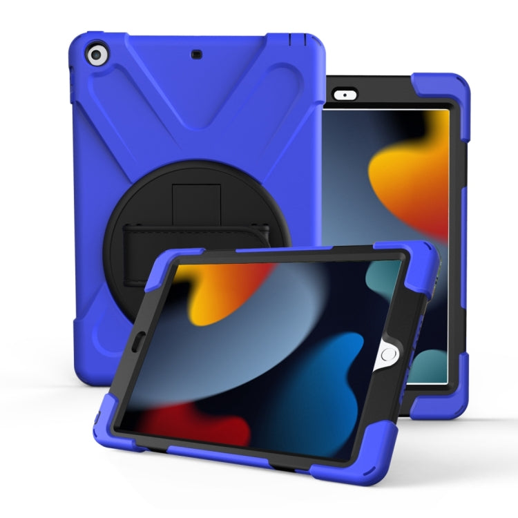 For iPad 10.2 2021 / 2020 / 2019 360 Degree Rotation PC + Silicone Protective Case with Holder & Hand-strap