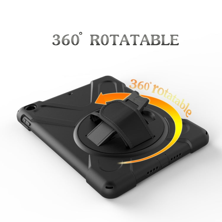 For iPad 10.2 2021 / 2020 / 2019 360 Degree Rotation PC + Silicone Protective Case with Holder & Hand-strap