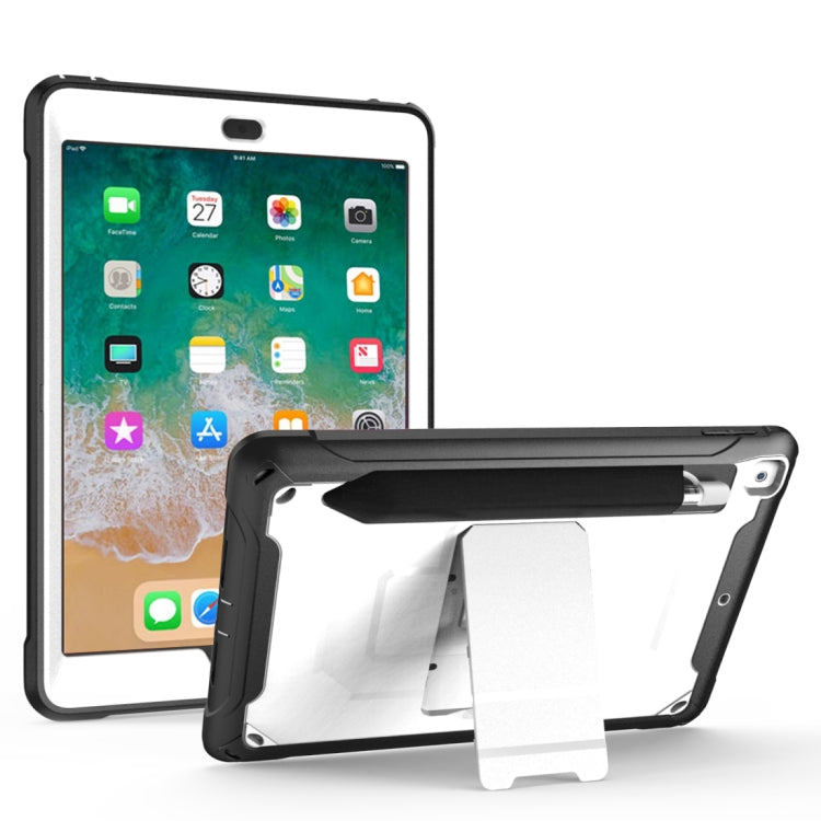 For iPad 9.7 (2018) & (2017)  360 Degree Rotation PC + Silicone Protective Case with Holder & Hand-strap