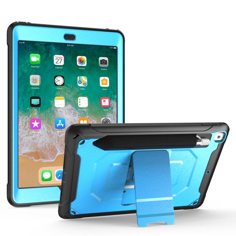 For iPad 9.7 (2018) & (2017)  360 Degree Rotation PC + Silicone Protective Case with Holder & Hand-strap