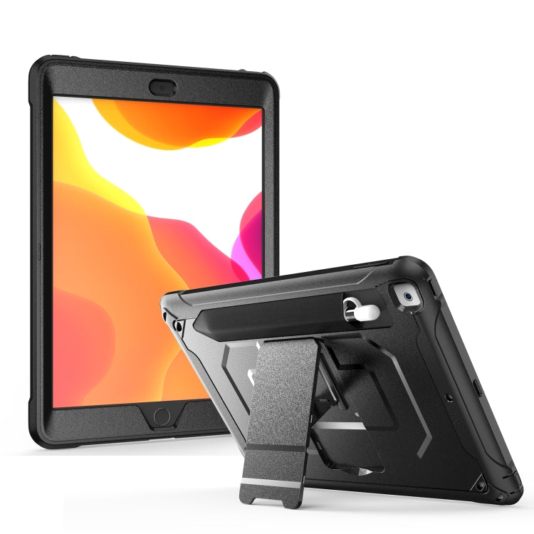 For iPad 9.7 (2018) & (2017)  360 Degree Rotation PC + Silicone Protective Case with Holder & Hand-strap