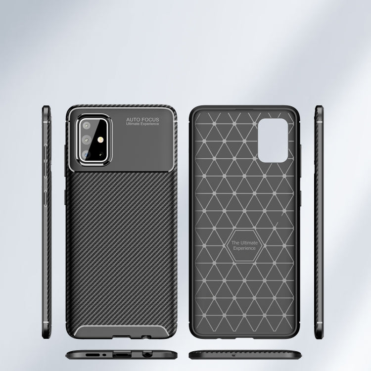 For Galaxy A81 Carbon Fiber Texture Shockproof TPU Case(Brown)