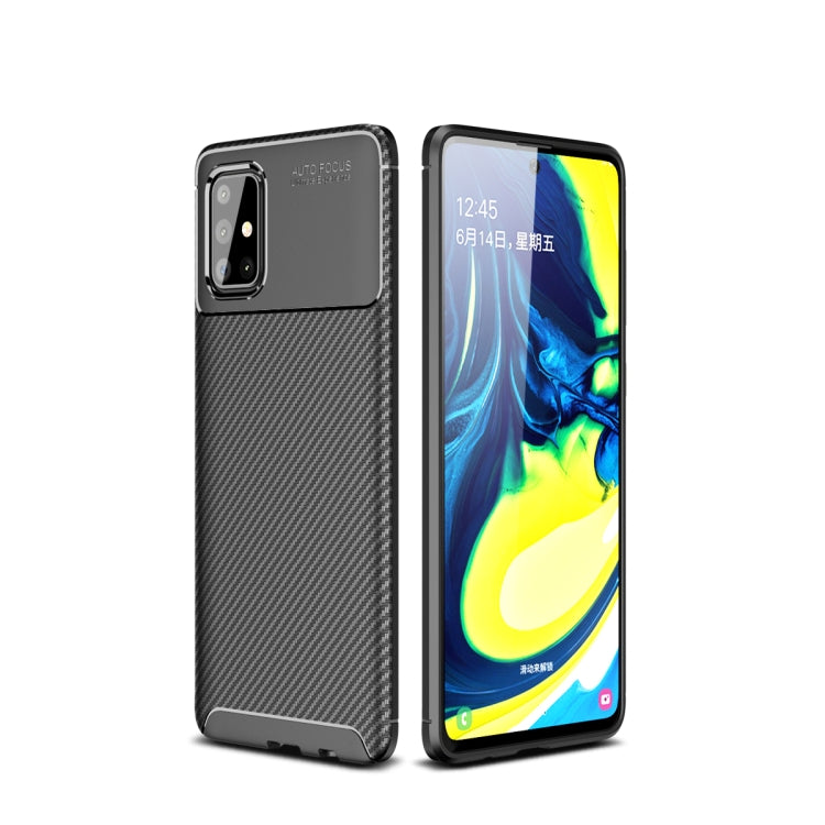 For Galaxy A91 Carbon Fiber Texture Shockproof TPU Case