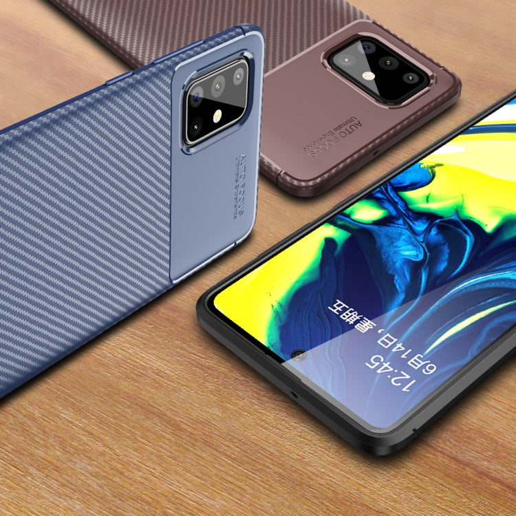 For Galaxy A91 Carbon Fiber Texture Shockproof TPU Case