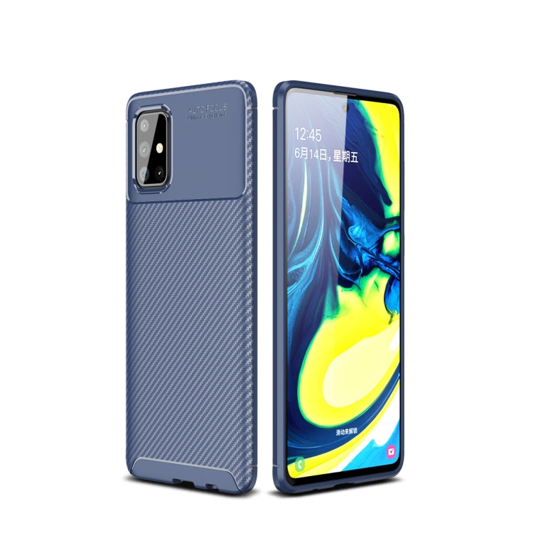 For Galaxy M60S Carbon Fiber Texture Shockproof TPU Case(Blue)