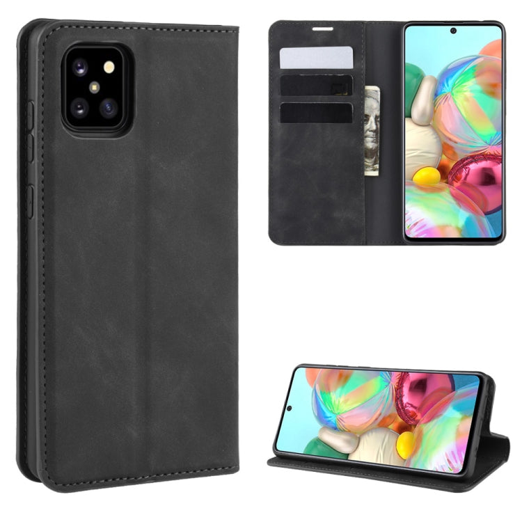 For Galaxy A81 / M60S / Note 10 Lite  Retro-skin Business Magnetic Suction Leather Case with Holder & Card Slots & Wallet