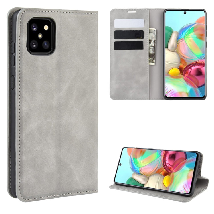 For Galaxy A81 / M60S / Note 10 Lite  Retro-skin Business Magnetic Suction Leather Case with Holder & Card Slots & Wallet