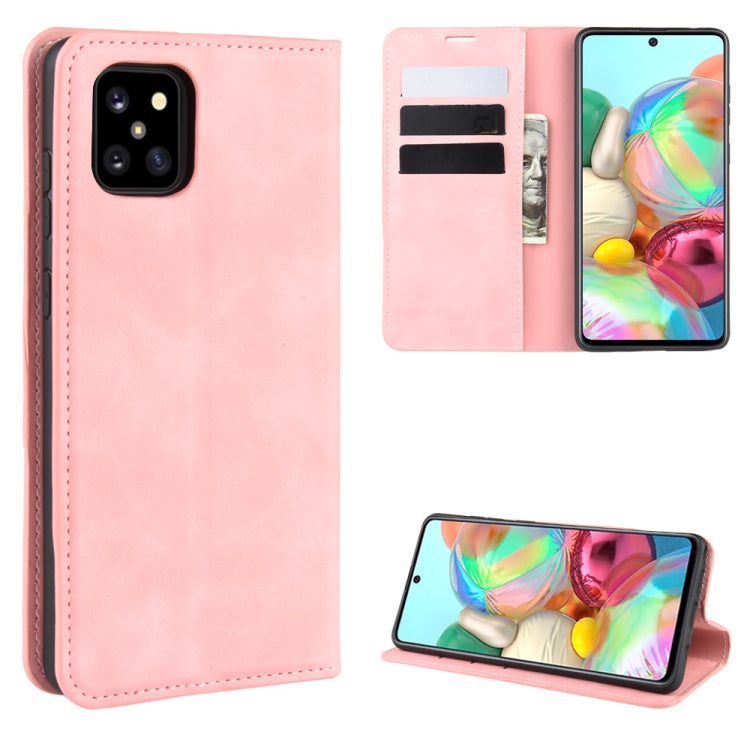 For Galaxy A81 / M60S / Note 10 Lite  Retro-skin Business Magnetic Suction Leather Case with Holder & Card Slots & Wallet