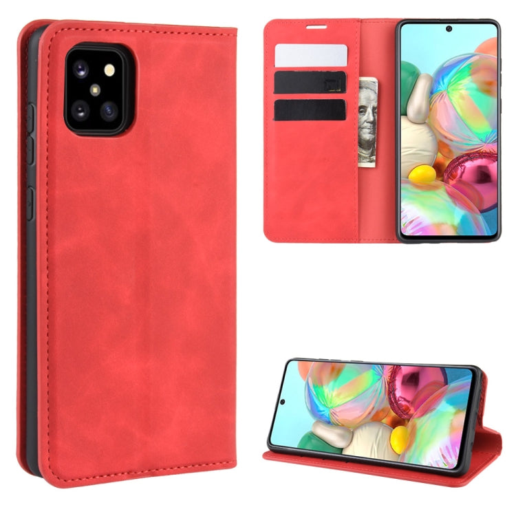 For Galaxy A81 / M60S / Note 10 Lite  Retro-skin Business Magnetic Suction Leather Case with Holder & Card Slots & Wallet