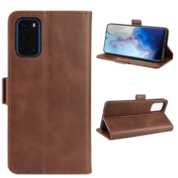 For Galaxy S20 Double Buckle Crazy Horse Business Mobile Phone Holster with Card Wallet Bracket Function