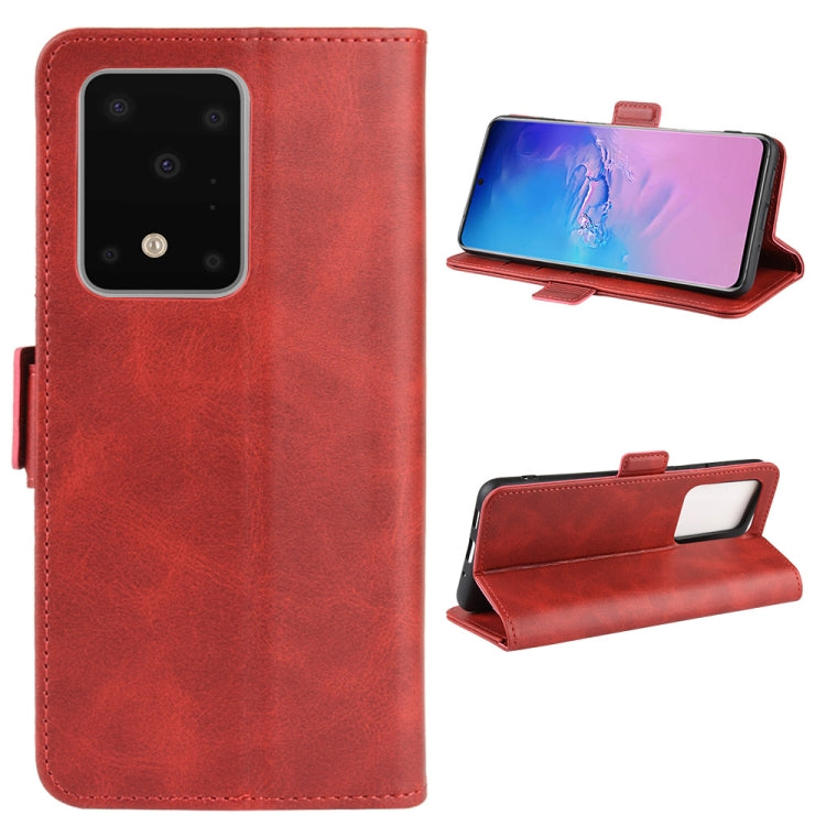 For Galaxy S20 Ultra Double Buckle Crazy Horse Business Mobile Phone Holster with Card Wallet Bracket Function