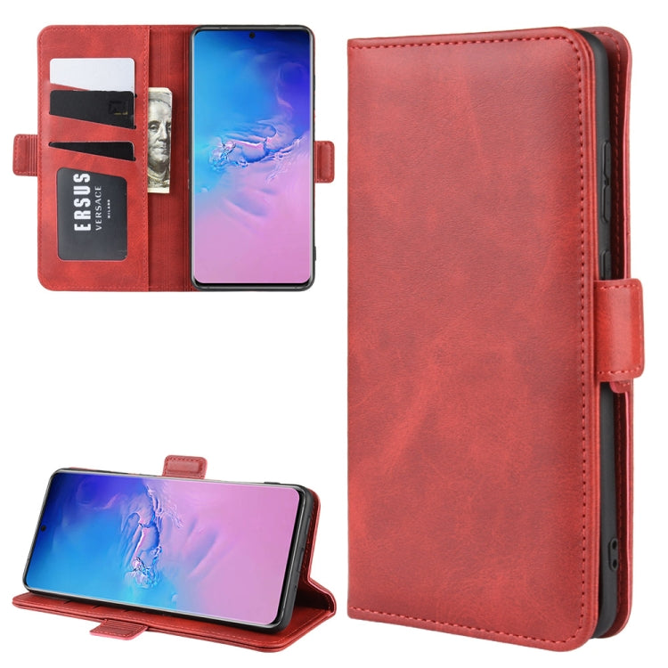 For Galaxy S20 Ultra Double Buckle Crazy Horse Business Mobile Phone Holster with Card Wallet Bracket Function