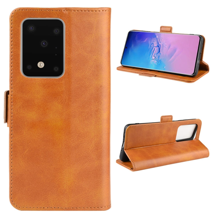 For Galaxy S20 Ultra Double Buckle Crazy Horse Business Mobile Phone Holster with Card Wallet Bracket Function