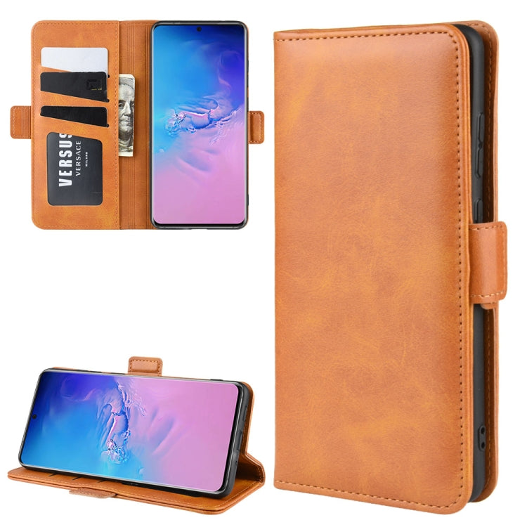 For Galaxy S20 Ultra Double Buckle Crazy Horse Business Mobile Phone Holster with Card Wallet Bracket Function