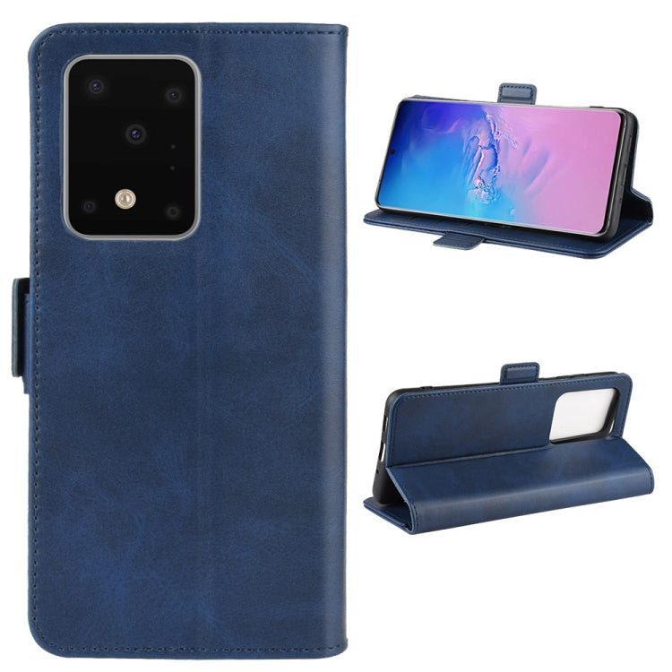 For Galaxy S20 Ultra Double Buckle Crazy Horse Business Mobile Phone Holster with Card Wallet Bracket Function