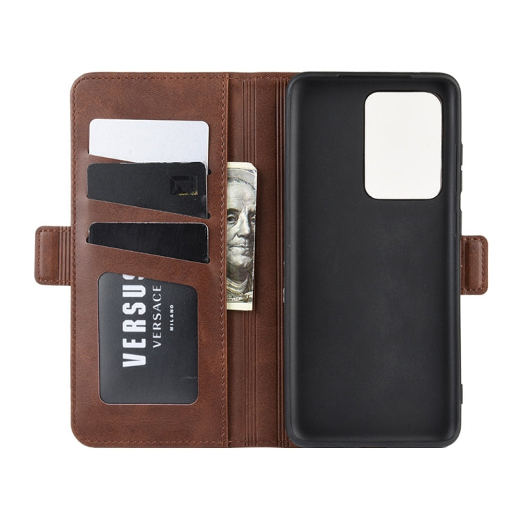 For Galaxy S20 Ultra Double Buckle Crazy Horse Business Mobile Phone Holster with Card Wallet Bracket Function