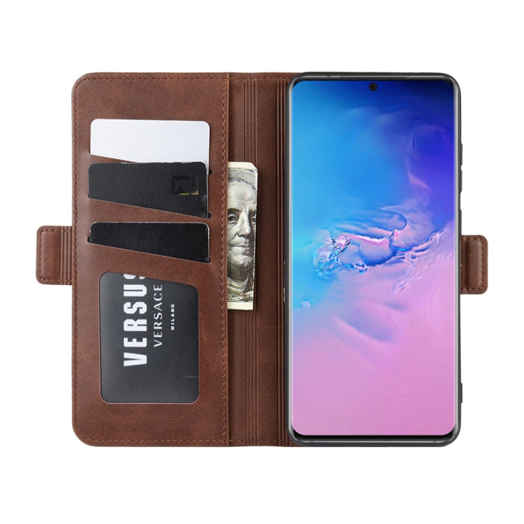 For Galaxy S20 Ultra Double Buckle Crazy Horse Business Mobile Phone Holster with Card Wallet Bracket Function