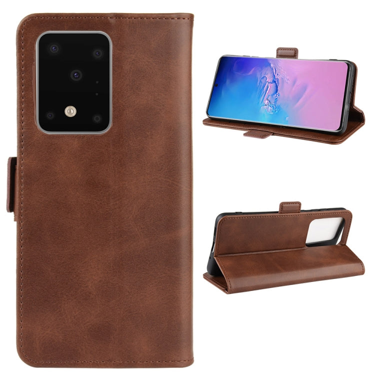 For Galaxy S20 Ultra Double Buckle Crazy Horse Business Mobile Phone Holster with Card Wallet Bracket Function