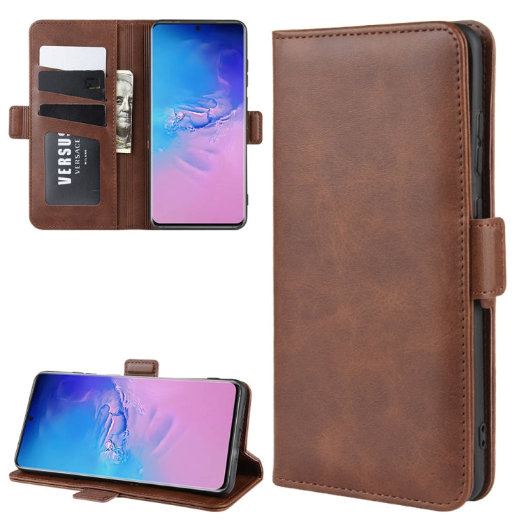 For Galaxy S20 Ultra Double Buckle Crazy Horse Business Mobile Phone Holster with Card Wallet Bracket Function