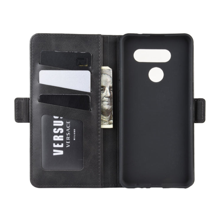 For LG K50S Double Buckle Crazy Horse Business Mobile Phone Holster with Card Wallet Bracket Function