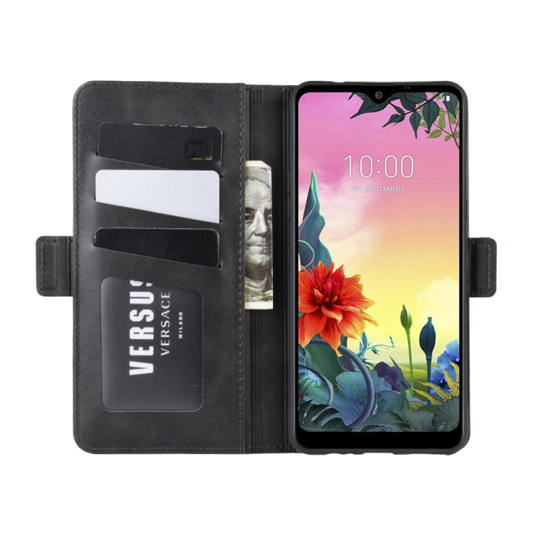 For LG K50S Double Buckle Crazy Horse Business Mobile Phone Holster with Card Wallet Bracket Function