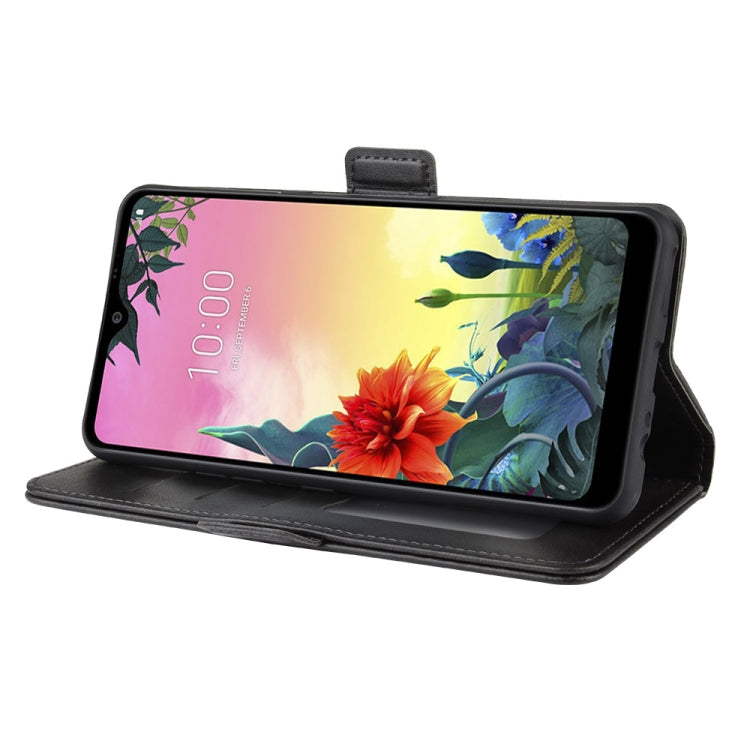 For LG K50S Double Buckle Crazy Horse Business Mobile Phone Holster with Card Wallet Bracket Function