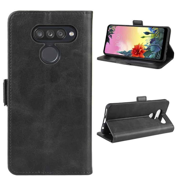 For LG K50S Double Buckle Crazy Horse Business Mobile Phone Holster with Card Wallet Bracket Function